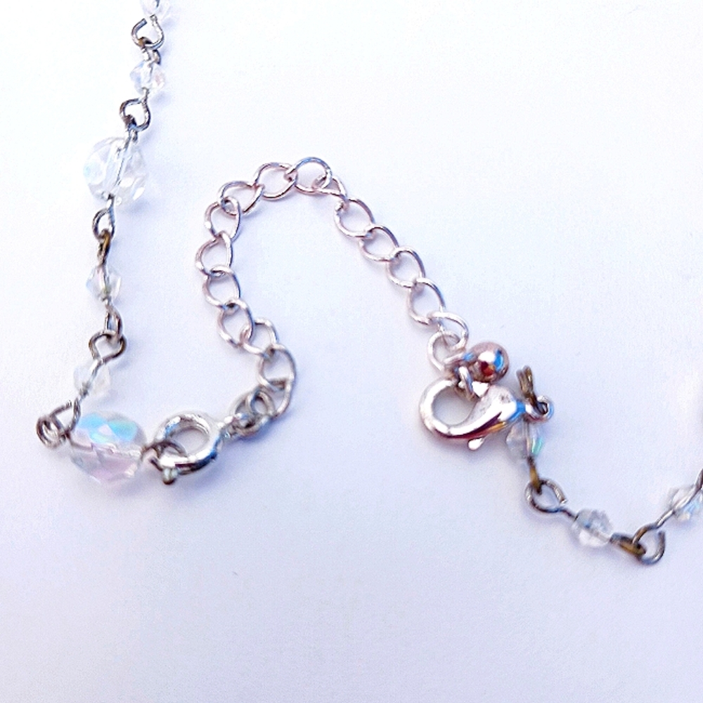 Avon vtg Necklace Opalescent blue white silvertone vintage adjustable - Picture 9 of 13
